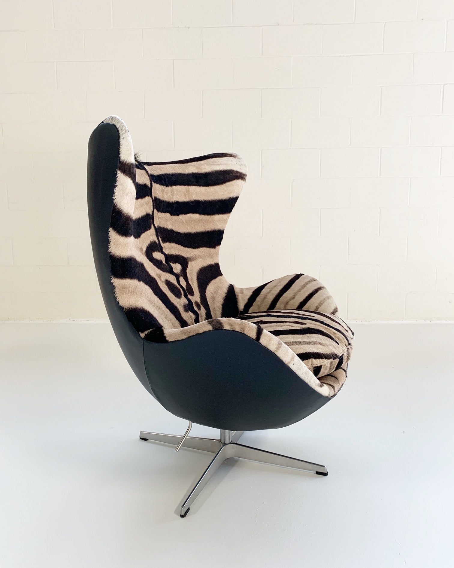 Arne Jacobsen for Fritz Hansen Egg Chair in Zebra Hide and Loro Piana Leather