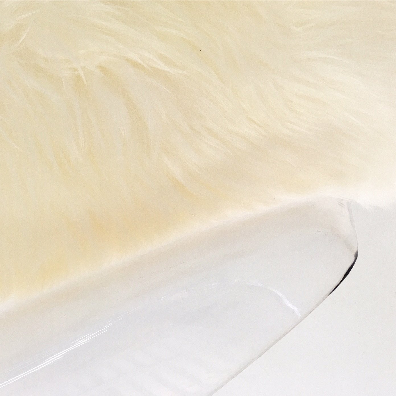 Mid-Century Style Lucite Dining Chairs with Sheepskin Cushion - Set of 4