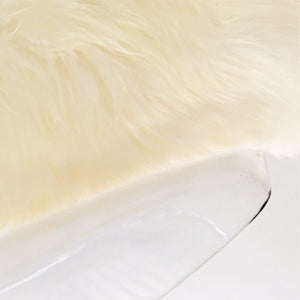 Mid-Century Style Lucite Dining Chairs with Sheepskin Cushion - Set of 4