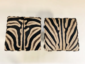 Billy Baldwin Style X Bench Ottomans in Zebra Hide