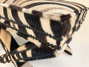 Billy Baldwin Style X Bench Ottomans in Zebra Hide
