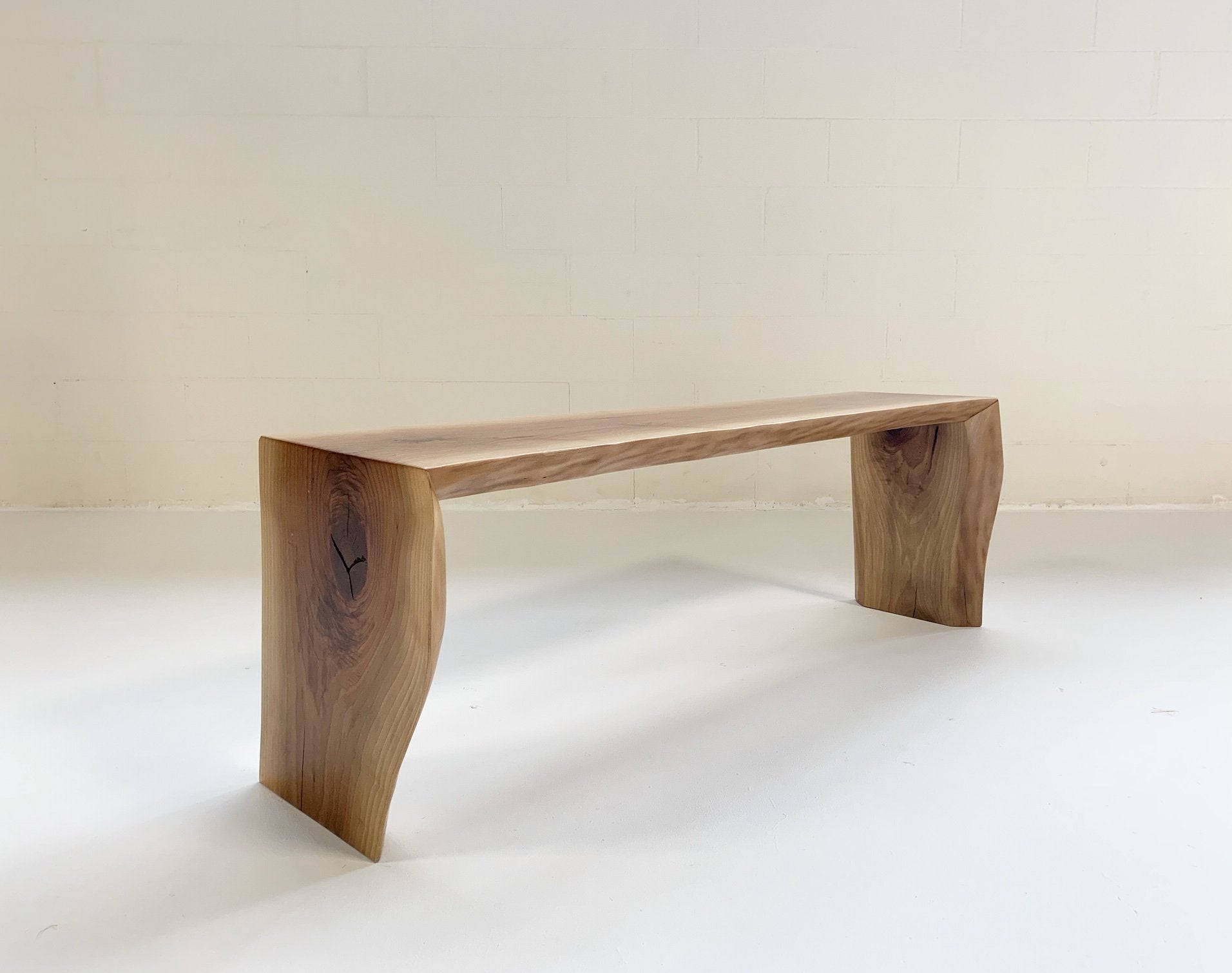 Hugh Acton Free Edge Walnut Bench with Gotland Sheepskin
