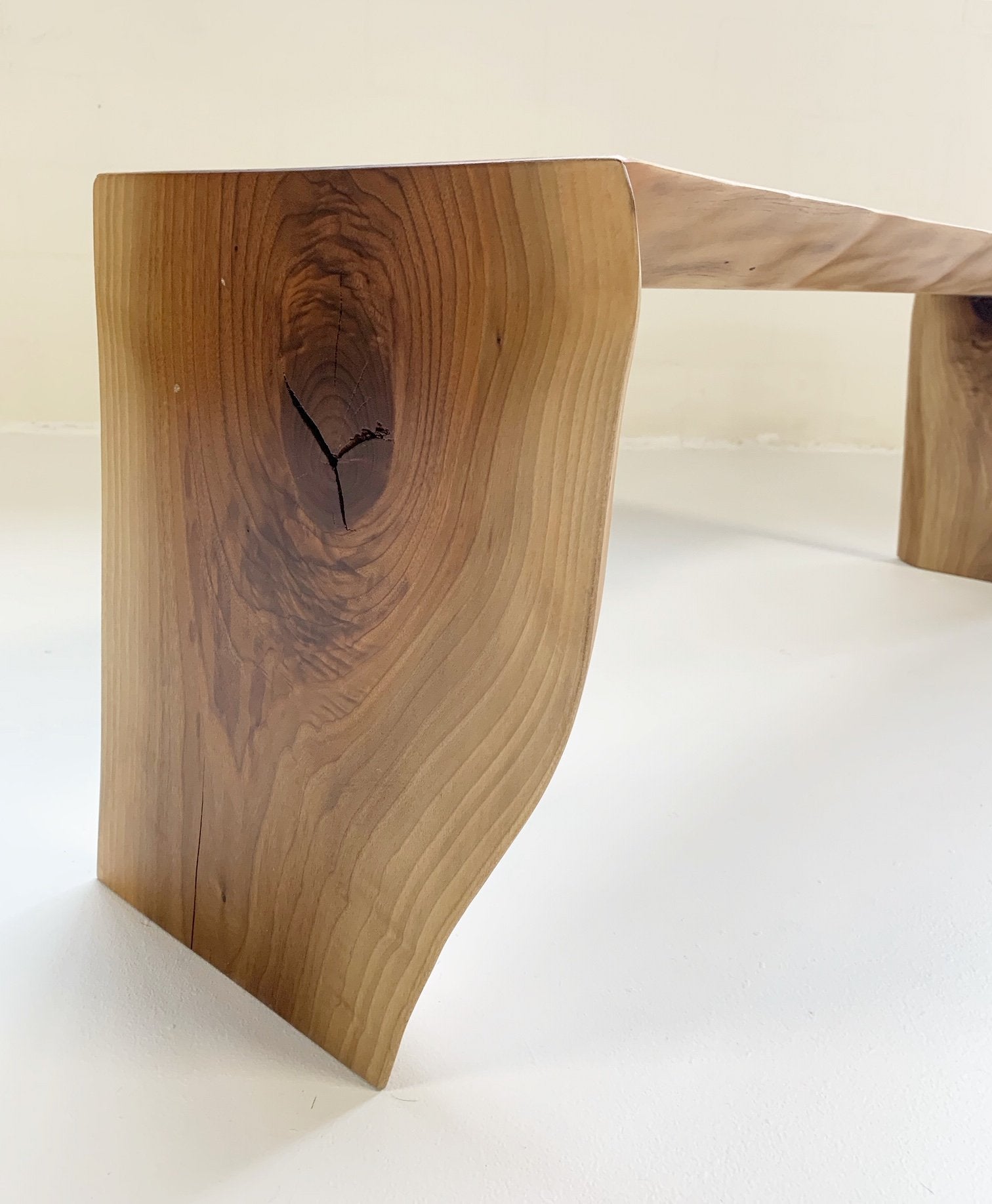 Hugh Acton Free Edge Walnut Bench with Gotland Sheepskin