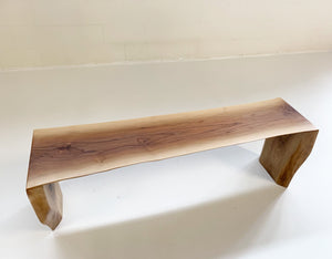 Hugh Acton Free Edge Walnut Bench with Gotland Sheepskin
