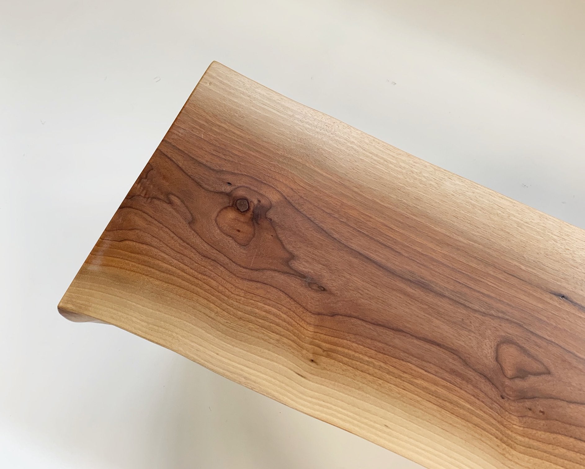 Hugh Acton Free Edge Walnut Bench with Gotland Sheepskin