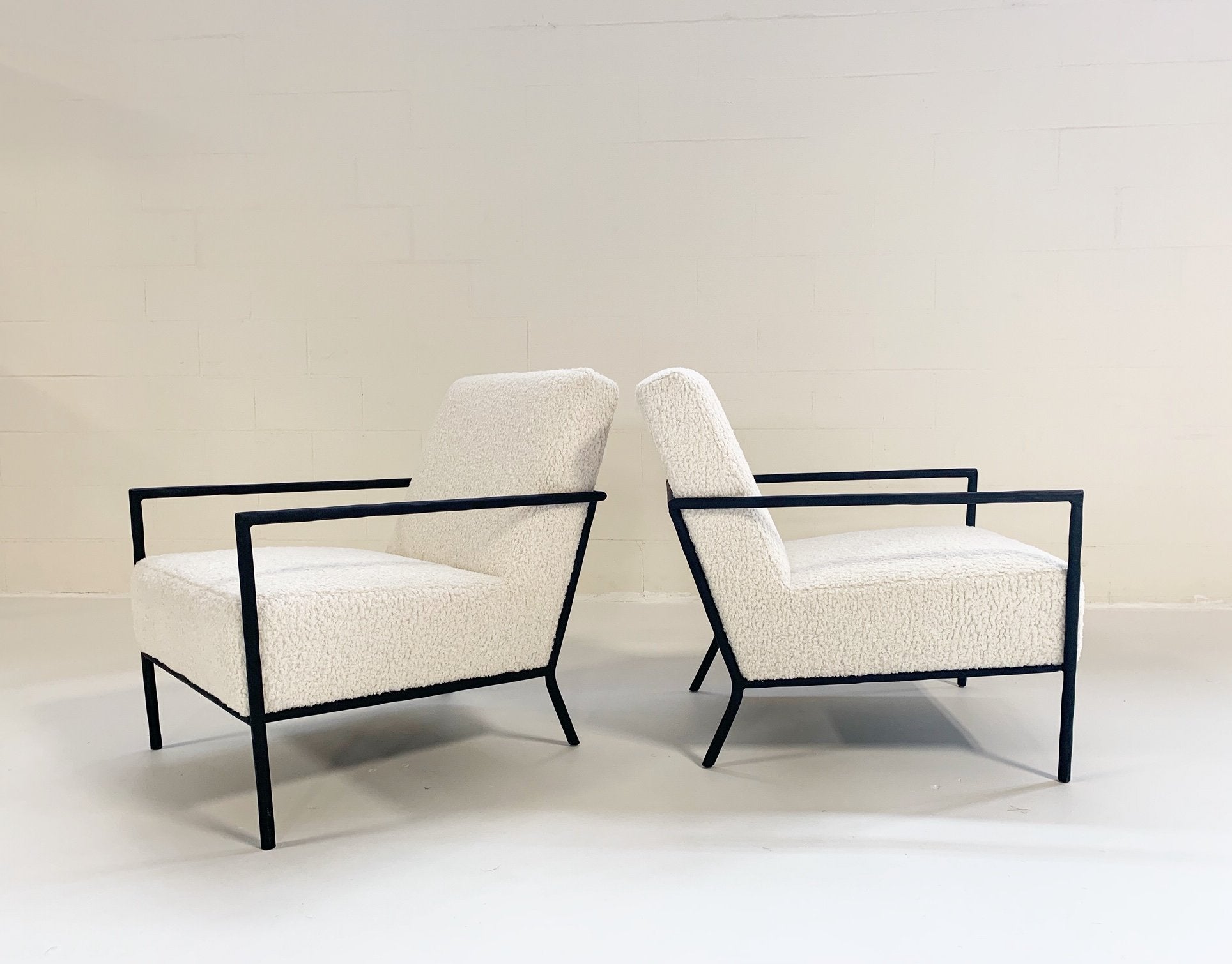 Iron Armchairs in Faux Shearling