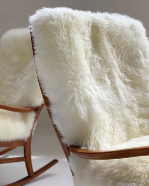 Parker Knoll Rocking Chairs with New Zealand Sheepskin Cushions