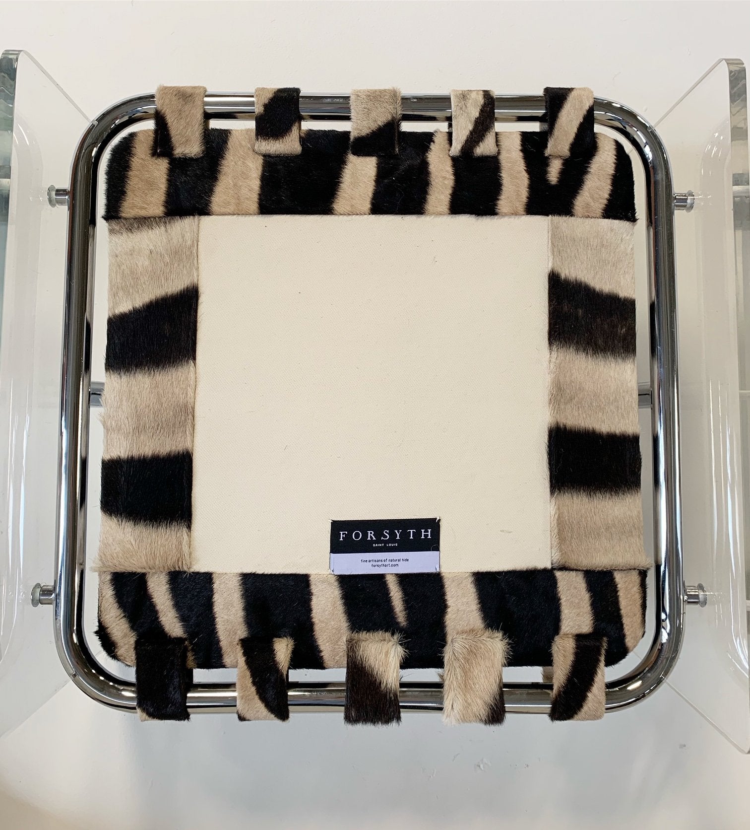 Pace Collection Argenta Lucite and Chrome Lounge Chair and Ottoman in Zebra Hide