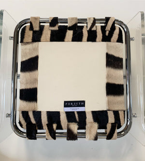 Pace Collection Argenta Lucite and Chrome Lounge Chair and Ottoman in Zebra Hide