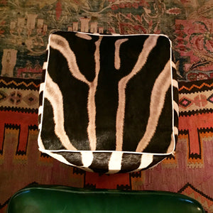 Pair of Zebra Hide Cube Ottomans 20"