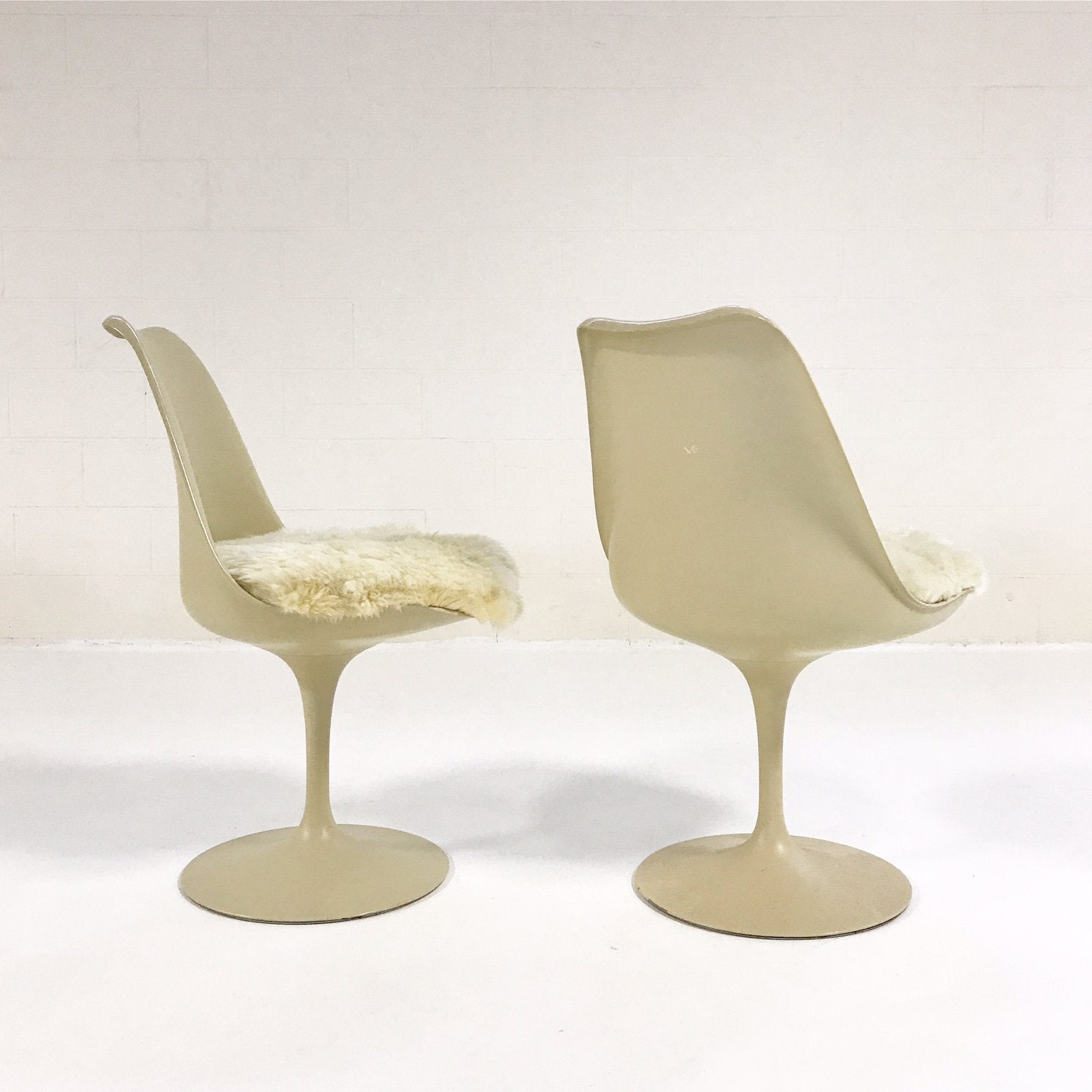 Eero Saarinen Tulip Dining Chairs with Brazilian Sheepskin Cushions - Set of 6