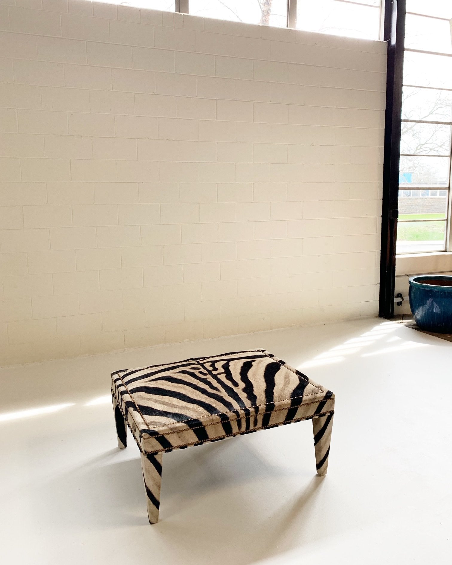 Zebra Hide Ottoman Coffee Table