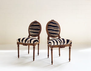 Louis XVI Style Side Chairs in Zebra Hide