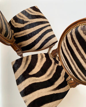 Louis XVI Style Side Chairs in Zebra Hide