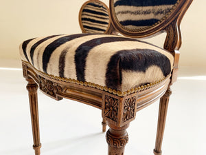 Louis XVI Style Side Chairs in Zebra Hide