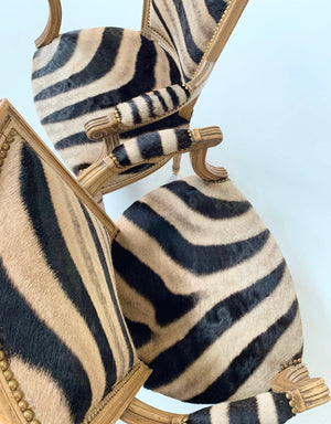 Louis XVI Style Armchairs in Zebra Hide