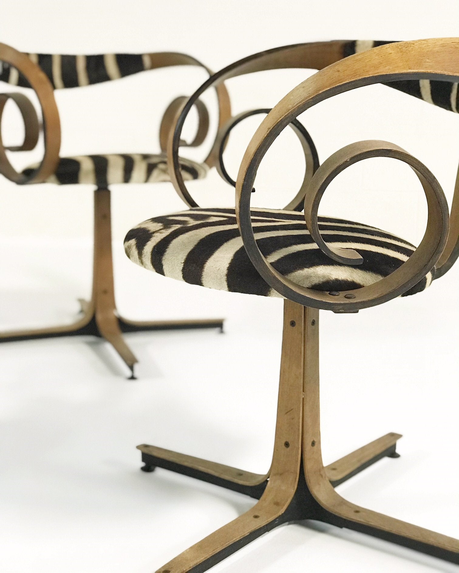 George Mulhauser for Plycraft Sultana Chairs in Zebra Hide