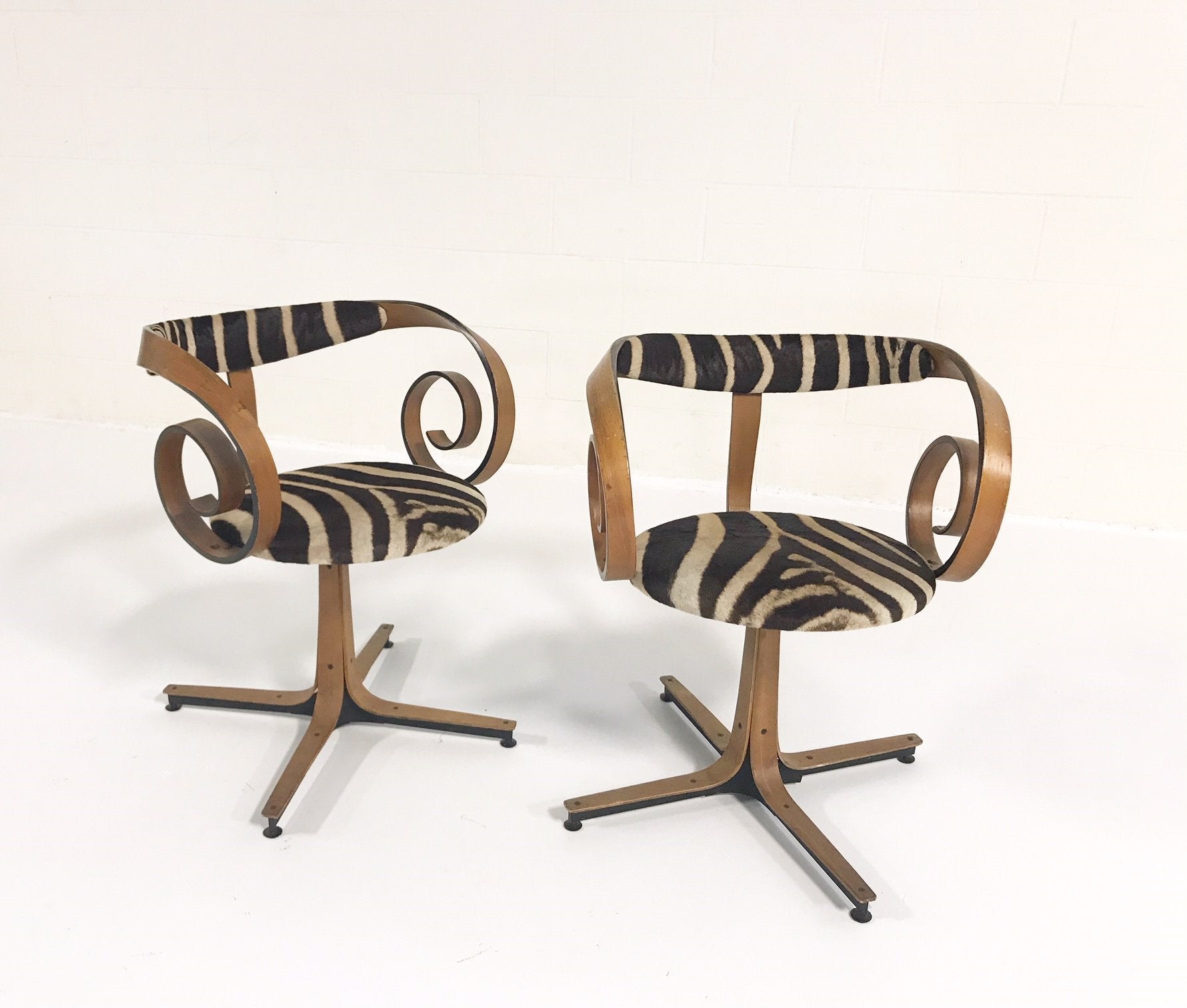 George Mulhauser for Plycraft Sultana Chairs in Zebra Hide