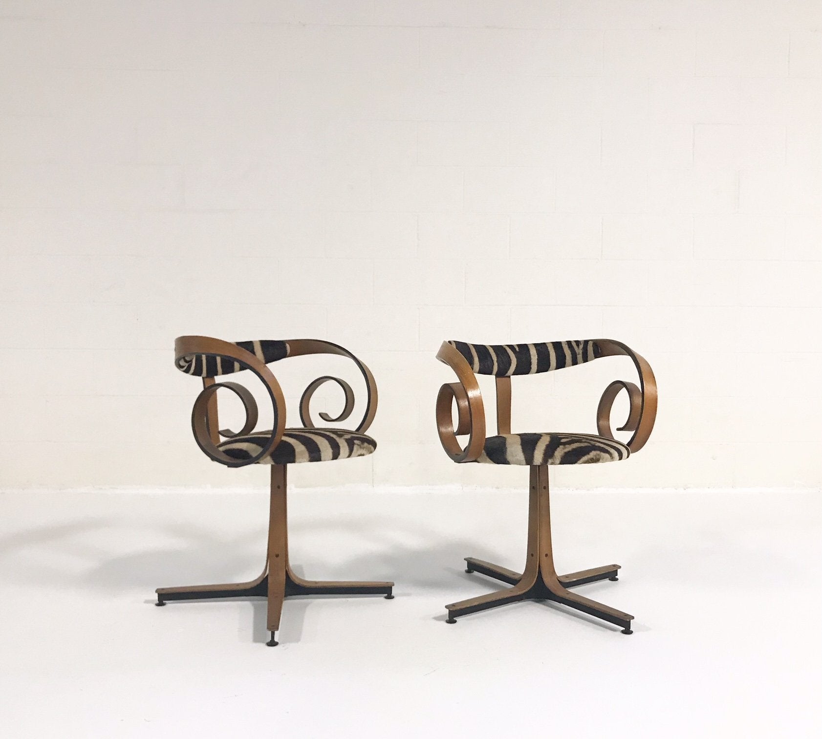George Mulhauser for Plycraft Sultana Chairs in Zebra Hide