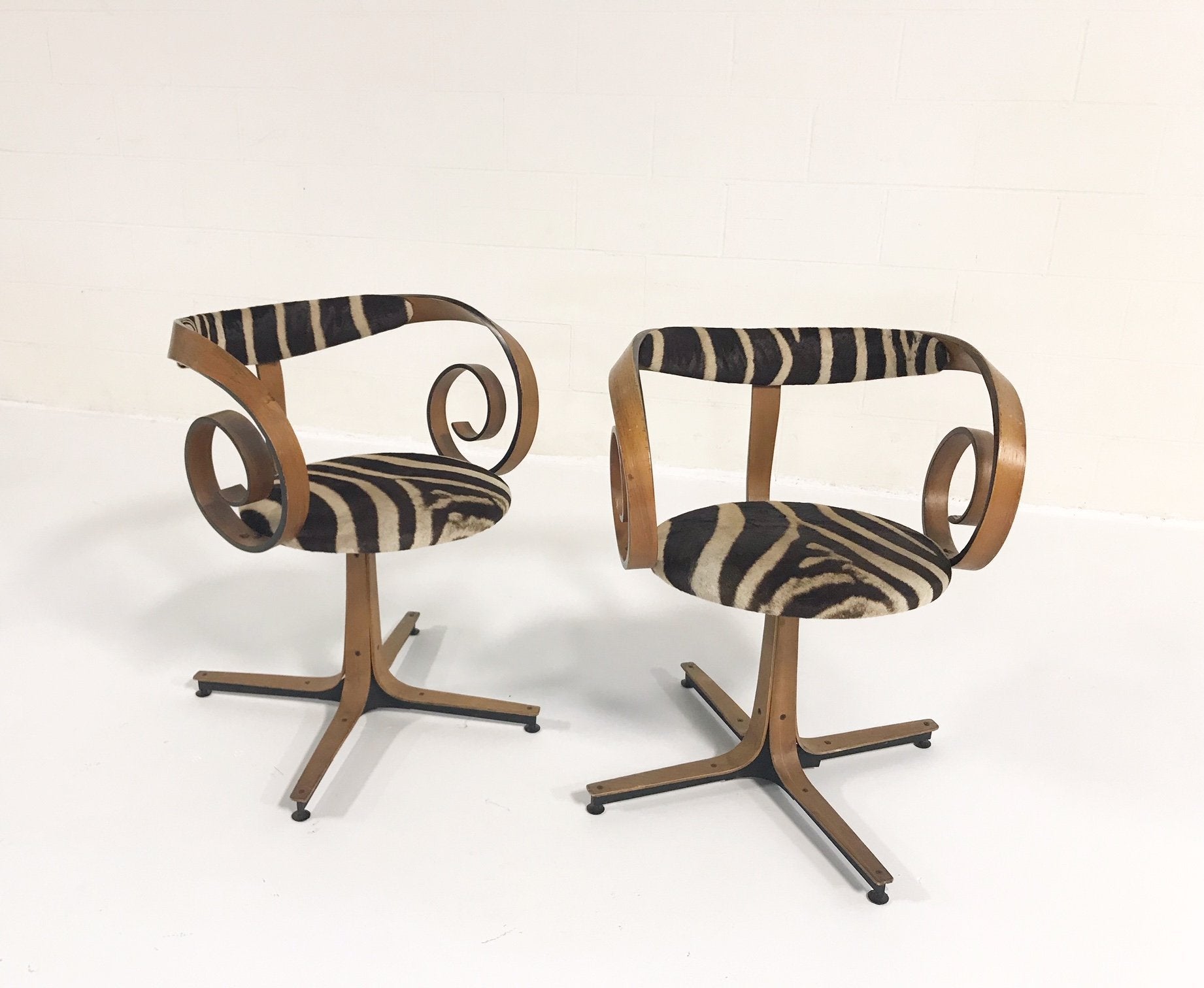 George Mulhauser for Plycraft Sultana Chairs in Zebra Hide