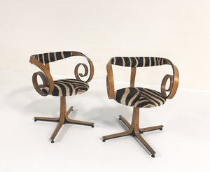 George Mulhauser for Plycraft Sultana Chairs in Zebra Hide