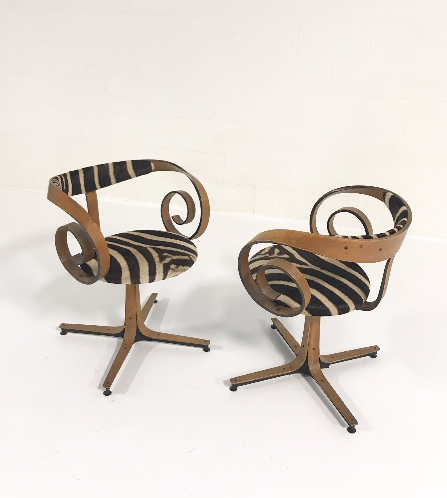 George Mulhauser for Plycraft Sultana Chairs in Zebra Hide