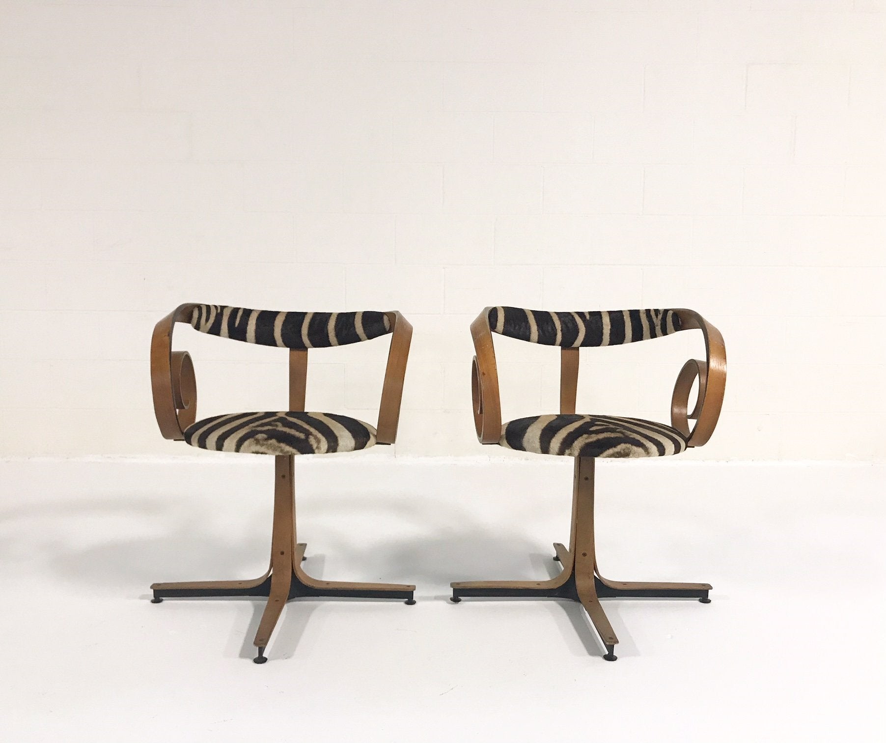 George Mulhauser for Plycraft Sultana Chairs in Zebra Hide