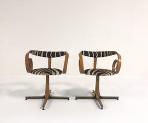 George Mulhauser for Plycraft Sultana Chairs in Zebra Hide