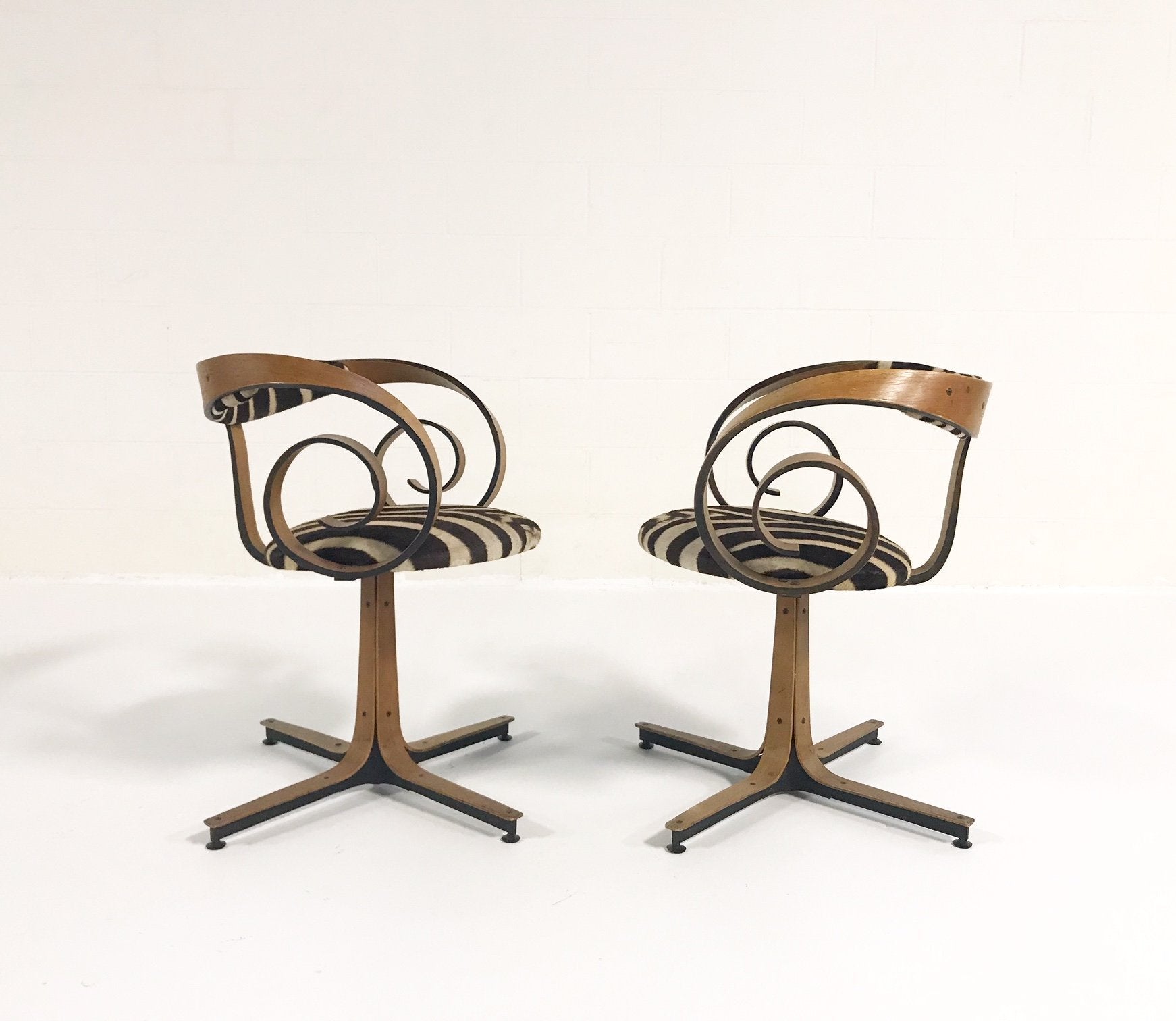 George Mulhauser for Plycraft Sultana Chairs in Zebra Hide