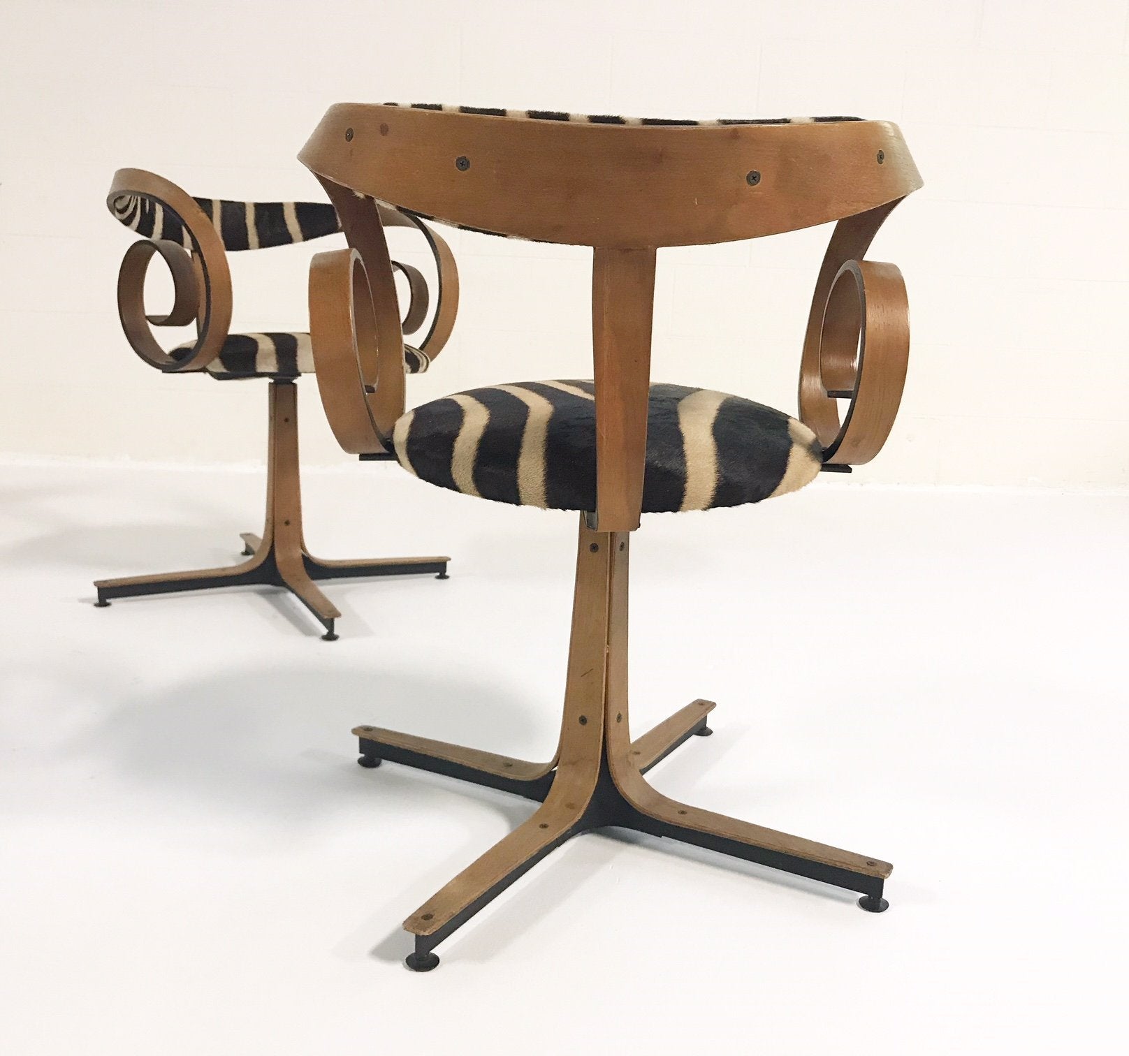 George Mulhauser for Plycraft Sultana Chairs in Zebra Hide