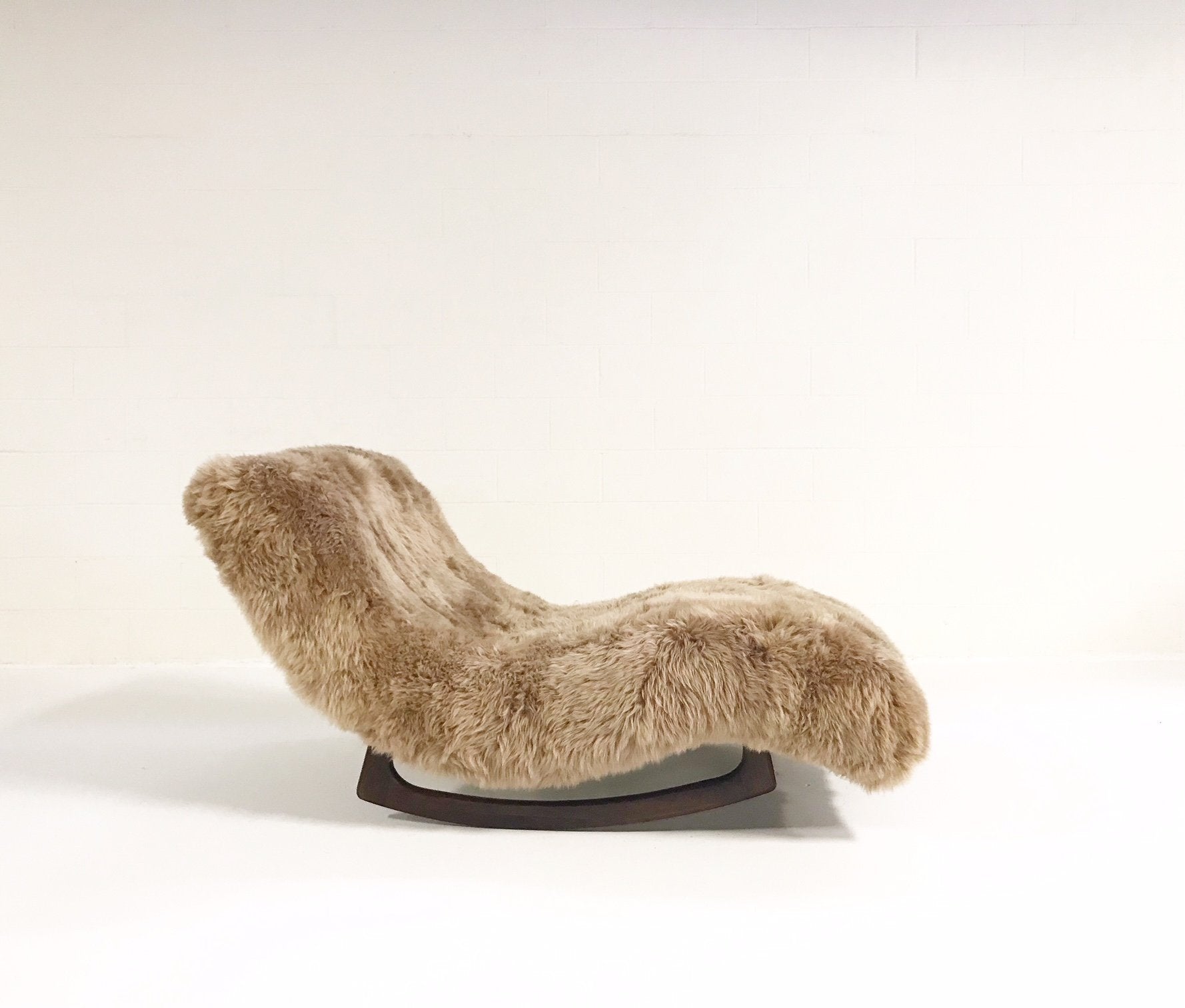 Adrian Pearsall Wave Chaise Rocker Chair in New Zealand Sheepskin