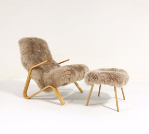 Eero Saarinen for Knoll Grasshopper Chair and Ottoman in New Zealand Sheepskin