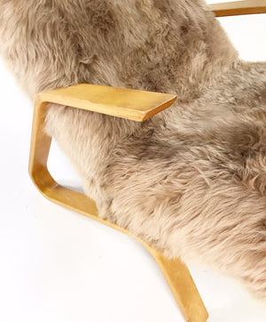 Eero Saarinen for Knoll Grasshopper Chair and Ottoman in New Zealand Sheepskin