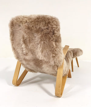 Eero Saarinen for Knoll Grasshopper Chair and Ottoman in New Zealand Sheepskin