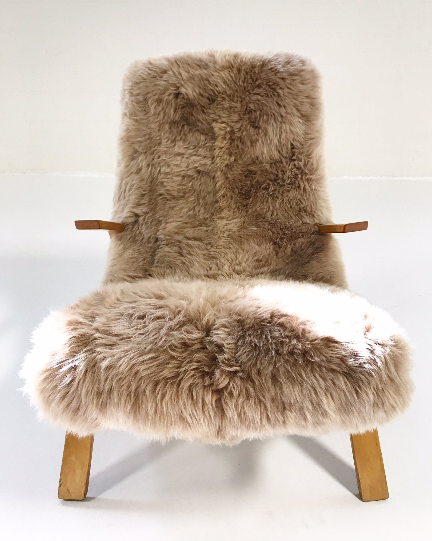 Eero Saarinen for Knoll Grasshopper Chair and Ottoman in New Zealand Sheepskin