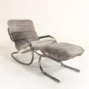 Design Institute of America Rocker Lounge Chair & Ottoman in Brazilian Cowhide