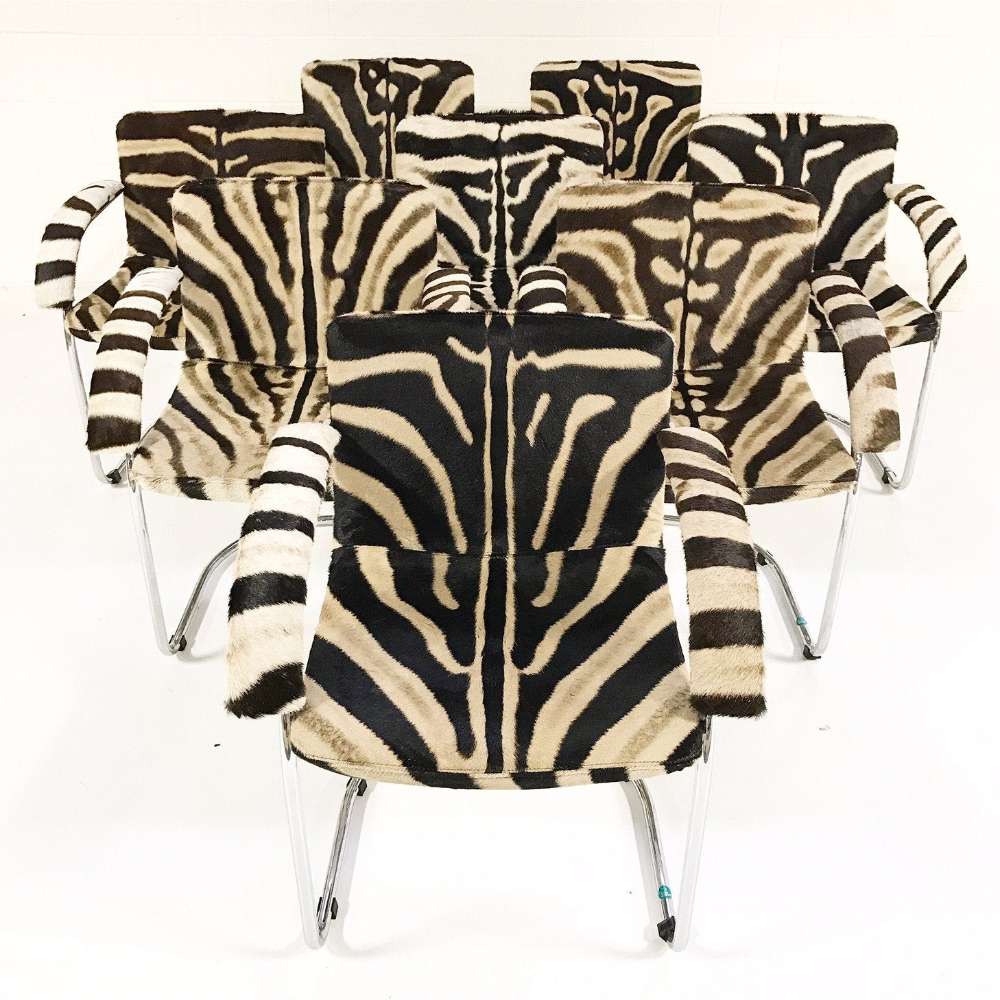 Giovanni Offredi for Saporiti Italia Lens Dining Chairs in Zebra Hide - Set of 8