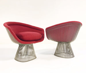 Warren Platner for Knoll Lounge Chairs in Loro Piana Red Cashmere
