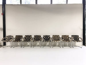 Giovanni Offredi for Saporiti Italia Lens Dining Chairs in Zebra Hide - Set of 8