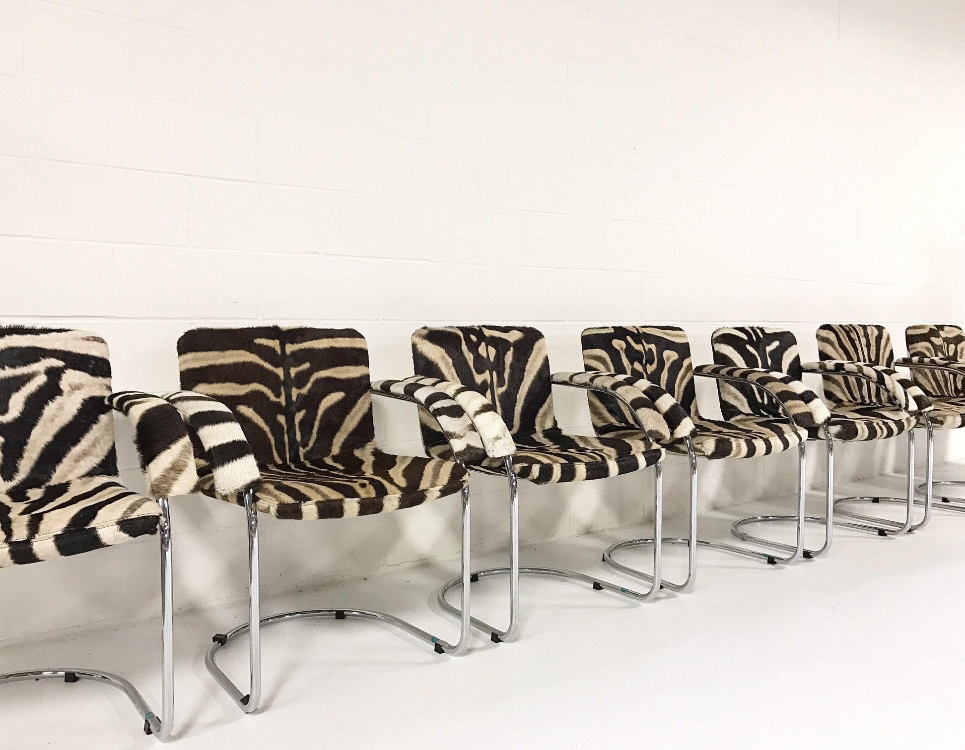 Giovanni Offredi for Saporiti Italia Lens Dining Chairs in Zebra Hide - Set of 8