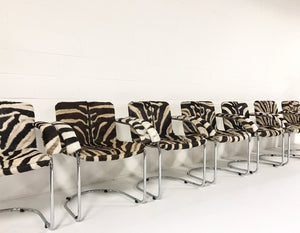 Giovanni Offredi for Saporiti Italia Lens Dining Chairs in Zebra Hide - Set of 8