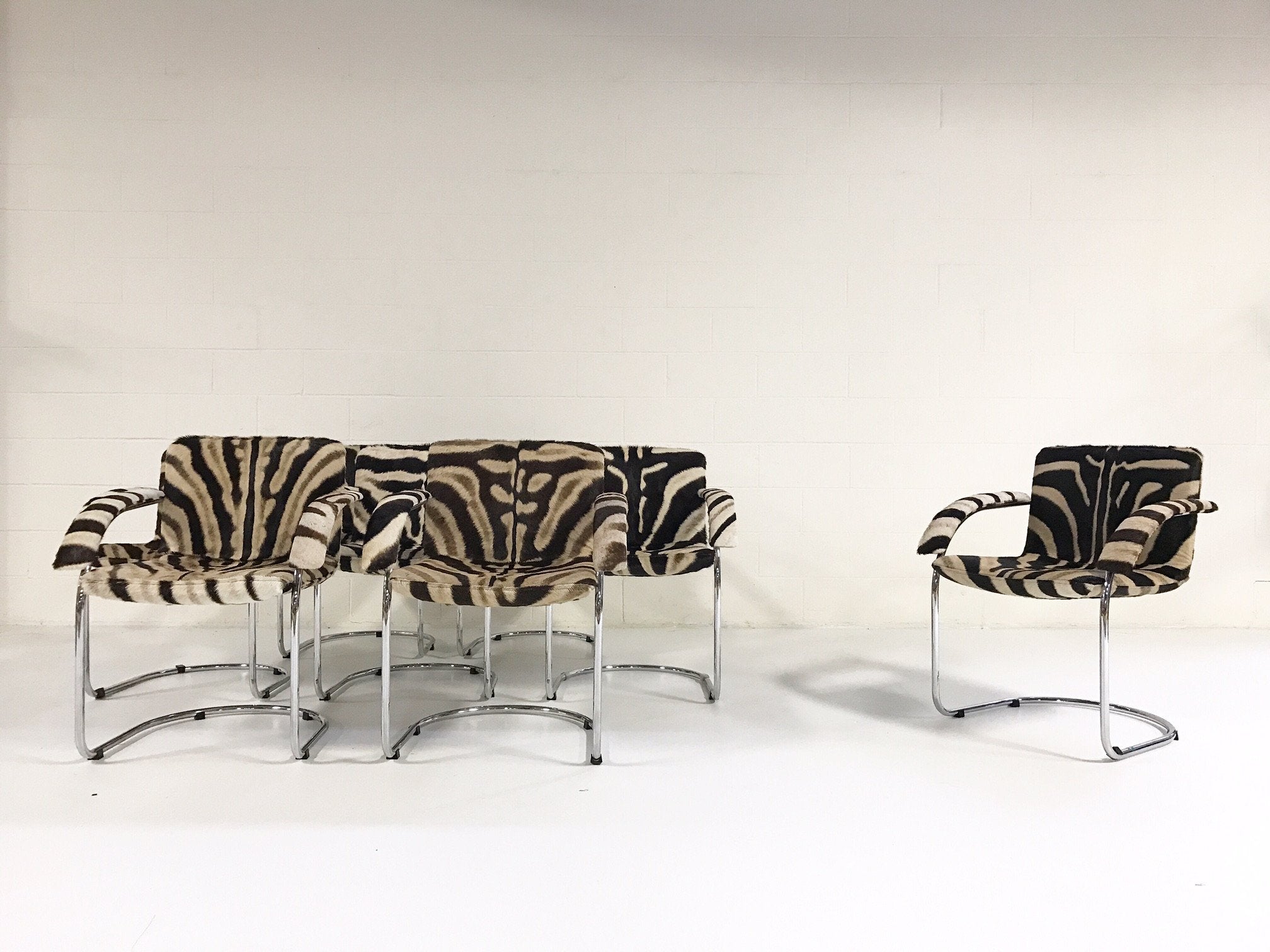Giovanni Offredi for Saporiti Italia Lens Dining Chairs in Zebra Hide - Set of 8