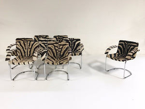 Giovanni Offredi for Saporiti Italia Lens Dining Chairs in Zebra Hide - Set of 8