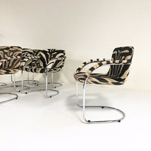 Giovanni Offredi for Saporiti Italia Lens Dining Chairs in Zebra Hide - Set of 8