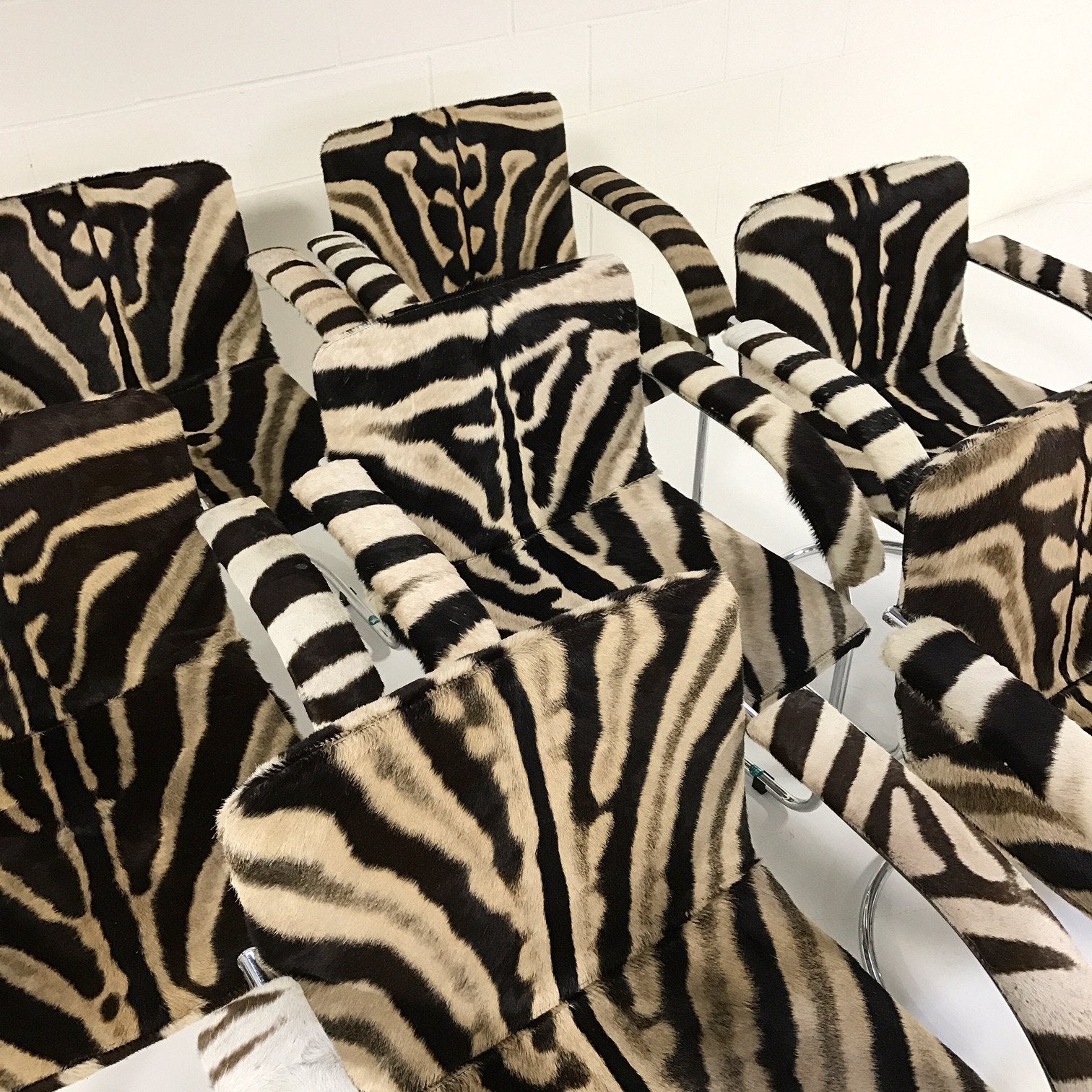 Giovanni Offredi for Saporiti Italia Lens Dining Chairs in Zebra Hide - Set of 8