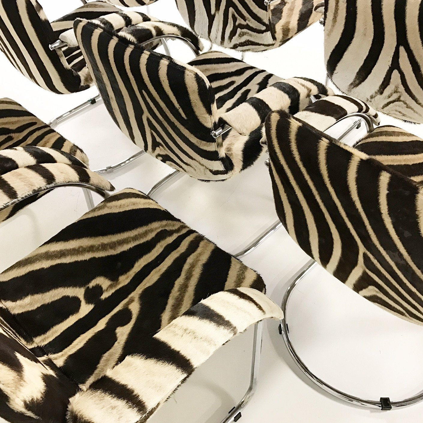 Giovanni Offredi for Saporiti Italia Lens Dining Chairs in Zebra Hide - Set of 8