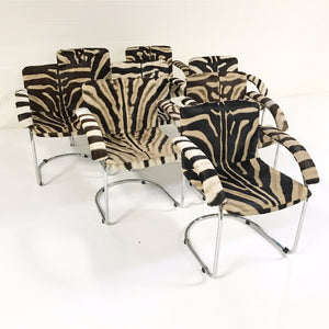Giovanni Offredi for Saporiti Italia Lens Dining Chairs in Zebra Hide - Set of 8