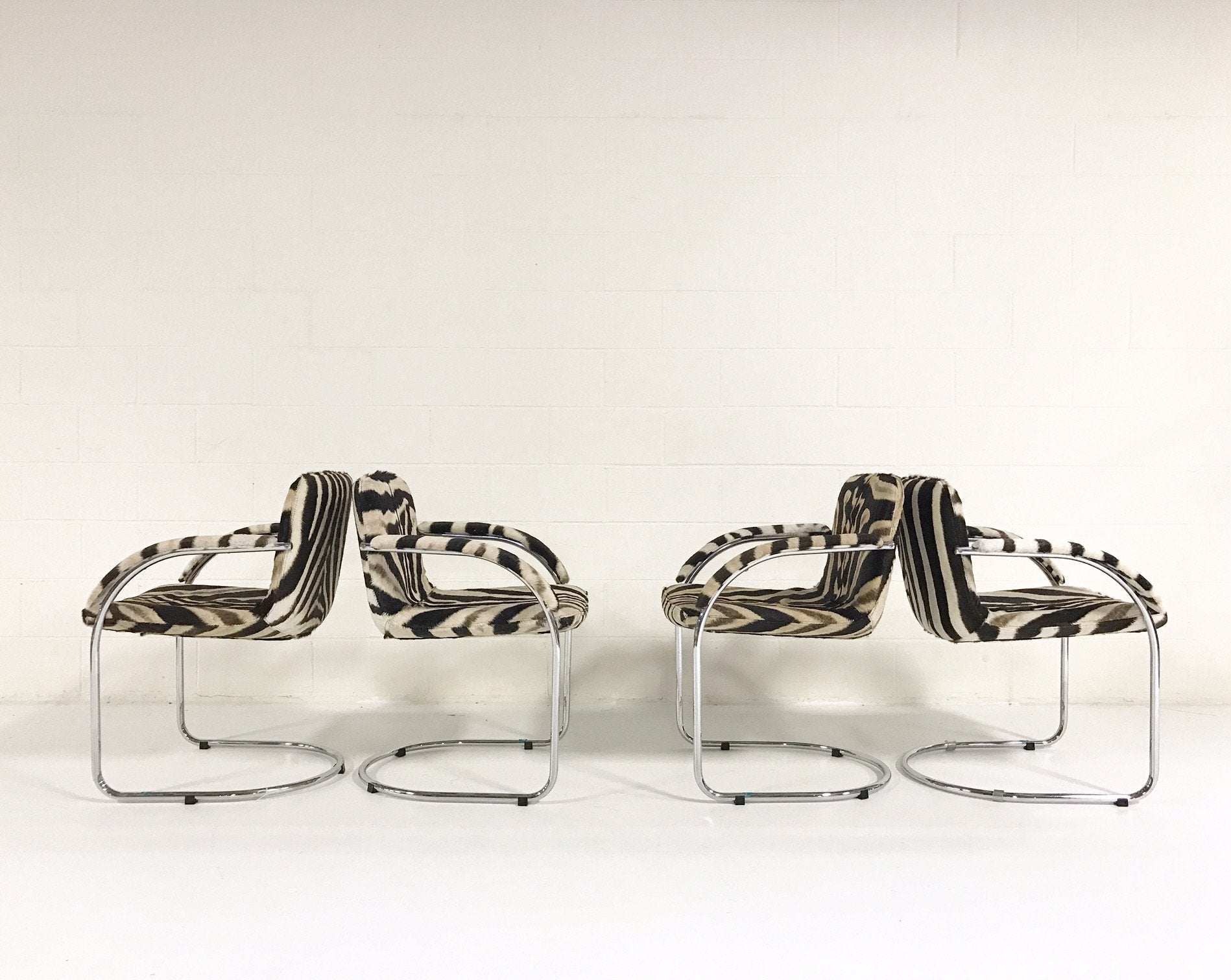 Giovanni Offredi for Saporiti Italia Lens Dining Chairs in Zebra Hide - Set of 8