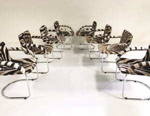 Giovanni Offredi for Saporiti Italia Lens Dining Chairs in Zebra Hide - Set of 8