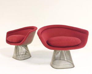 Warren Platner for Knoll Lounge Chairs in Loro Piana Red Cashmere